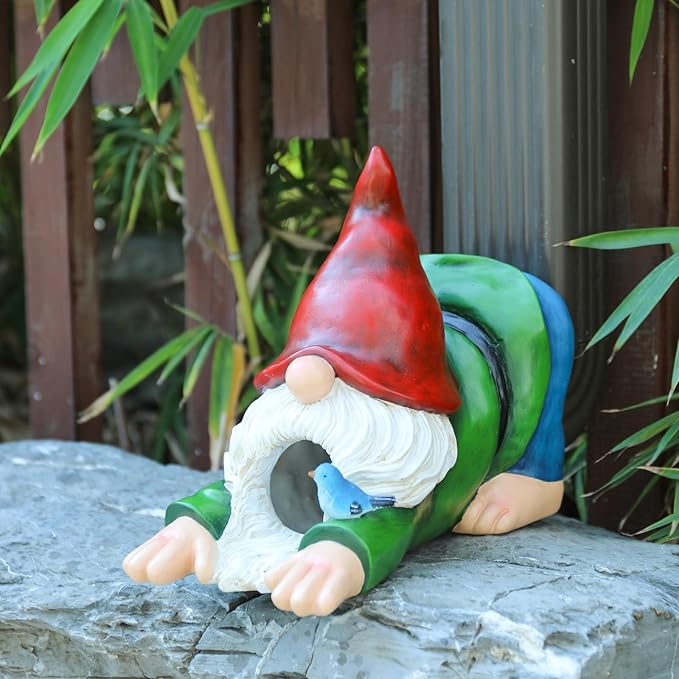 WONDER GARDEN Gnome Gutter Downspout Extensions - 3'' x 4'' Decorative Downspout Extender Diverter, Outdoor Splash Block Sculpture Garden Decor, Waterproof Gutter Guard for Lawn, Garden, Lawn