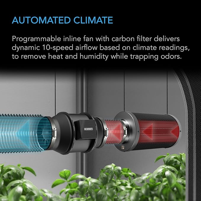 AC Infinity Advance Grow System 3x3, 3-Plant Kit, WiFi-Integrated Grow Tent Kit, Automate Ventilation, Circulation, Schedule Full Spectrum Samsung LM301H LED Grow Light, 2000D Mylar Tent