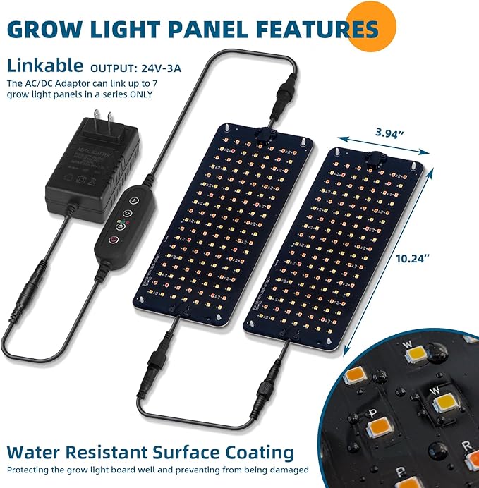 Barrina Plant Stand with Grow Lights, 6-Tier Plant Shelf with 5-Pack 50W Full Spectrum Ultra-Thin Grow Light Panel, 3 Modes, Auto Timer, Ladder Flower Pot Stand Display Rack 15.7"L x 11.8"W x 70.9"H