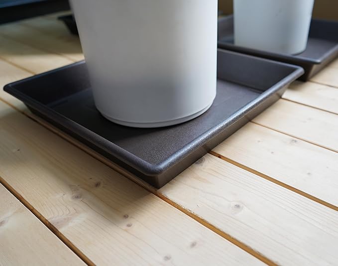 Square Plant Saucer 18 Inch 2 Pack, Large Plant Trays for Pots Heavy Duty Plastic Plant Saucers for Indoors Outdoors, Flower Pot Plant Drip Trays No Holes Plant Lover Gardening Gifts