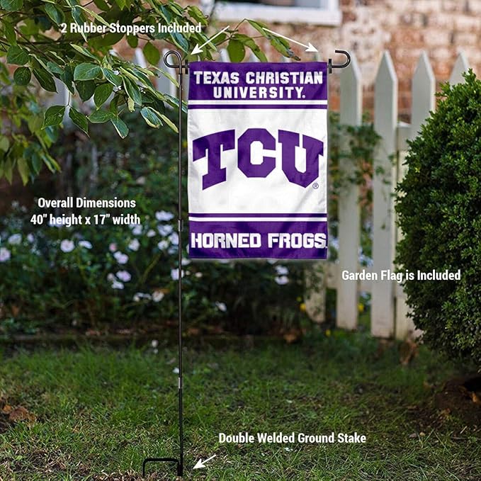 College Flags & Banners Co. Texas Christian Horned Frogs Garden Flag with Stand Holder