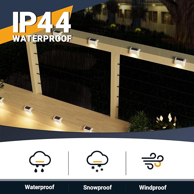 SOLPEX Solar Step Lights Outdoor 20 Pack, Waterproof LED Solar Lights for Deck, Stairs, Fence, Yard, Patio, Balcony (Warm White)