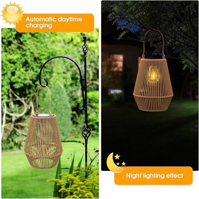 Solar Lanterns Outdoor, KagoLing Solar Hanging Lantern Lights Decorative Christmas Light for Garden Patio Courtyard Lawn, HANDLAN-01