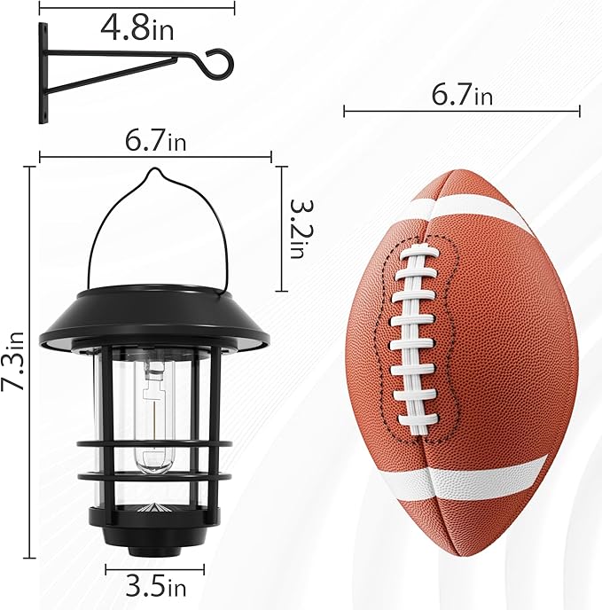 Otdair Solar Lantern Outdoor - 2 Glass Hanging Lights, Waterproof Wall Sconce, Decorative for Front Porch, Yard and Garden