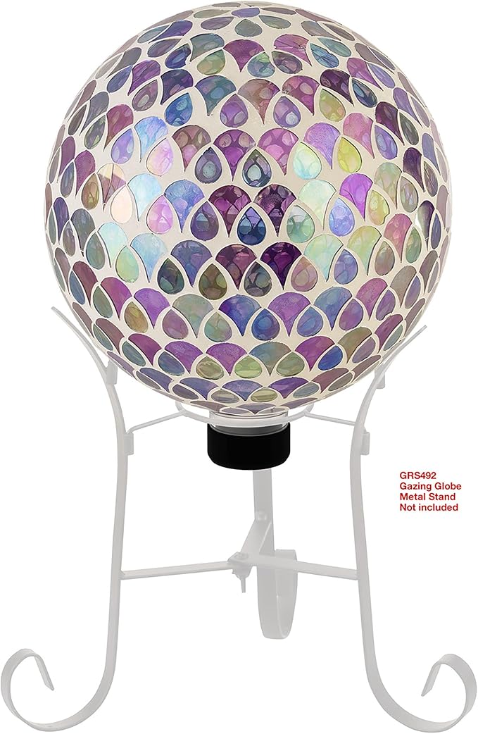 Alpine Corporation 10" Diameter Indoor/Outdoor Glass Mosaic Gazing Globe Yard Decoration, Colorful Teardrop Design
