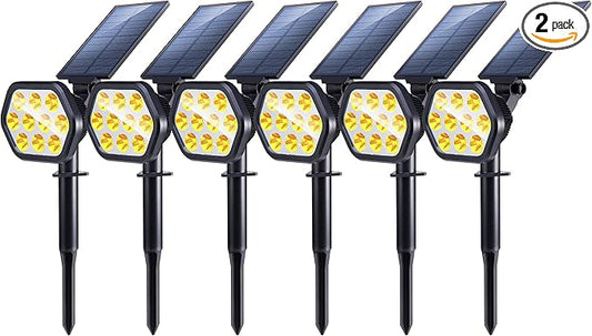 Nekteck Solar Lights Outdoor,10 LED Landscape Spotlights Powered Wall Lights 2-in-1 Wireless Adjustable Security Decoration Lighting for Yard Garden Walkway Porch Pool Driveway (6 Pack, Warm White)
