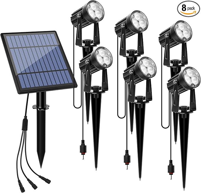 APONUO Metal Outdoor Solar Landscape Lights Solar Lights Outdoor Waterproof Solar Landscape Spotlight for Yard Landscape Lighting, Auto On/Off for Pathway,Driveway, Porch, Patio (Cool White)