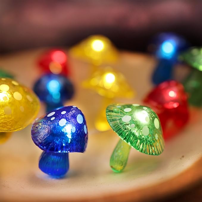 Mushroom String Lights Mushroom Lamp Fairy Décor-USB Plug in or Battery Operated 7ft 20 LED Decorative Fairy Lights-Mushroom String Lights for Bedroom Living Room Decor