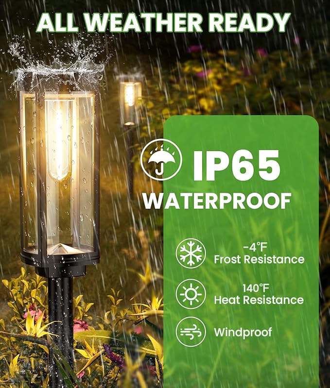 Solar Pathway Lights Outdoor, 4 Pack Bright Solar Powered Garden Lights Waterproof IP65, Long Lasting Outdoor Light for Yard Garden Walkway Landscape Lawn Patio (Warm White, 4 Pack)