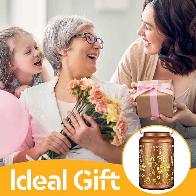 Solar Lanterns Outdoor Waterproof Hummingbird Garden Decor Gifts for Women Mom Grandma Mothers Day Gifts Hanging Solar Lights Metal Solar Decoration Outside for Yard, Backyard, Patio Deals