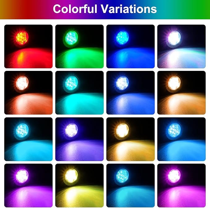 T-SUN LED Pond Light, 3 Head Lamps Submersible LED Pond Lights Color Changing Garden Pond Light with Remote Control, RGB Fish Tank Lights Fountain Spotlight for Garden, Pool, Aquarium Tank(3 Headlamp)