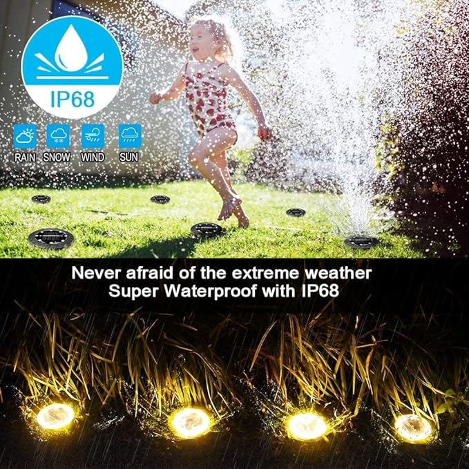 Solar Powered Ground lights 12 Pack,Waterproof LED Solar Lights Outdoor Solar Disk Lights Decorative,Solar Garden Lights for Landscape Pathway Patio Yard Walkway Path Lawn Driveway Lighting Warm White