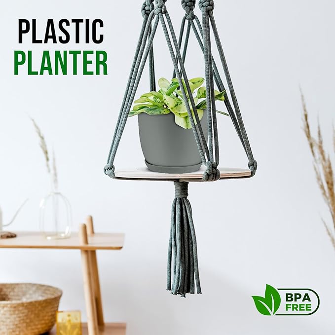 Planter Pots with Drainage Holes - Lightweight, Durable & Space-Saving Pots for Indoor and Outdoor - Versatile Functionality, Simple Modern Design, Set of 20 Plastic Planter Pots - Gray