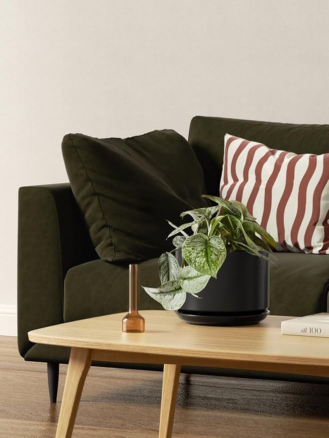 LE TAUCI Ceramic Plant Pots, 4.3+5.3+6.8 inch, Set of 3, Planters with Drainage Hole and Saucer, Indoor Flower Pot with Hole Mesh Pad, Gifts for Mom, Black