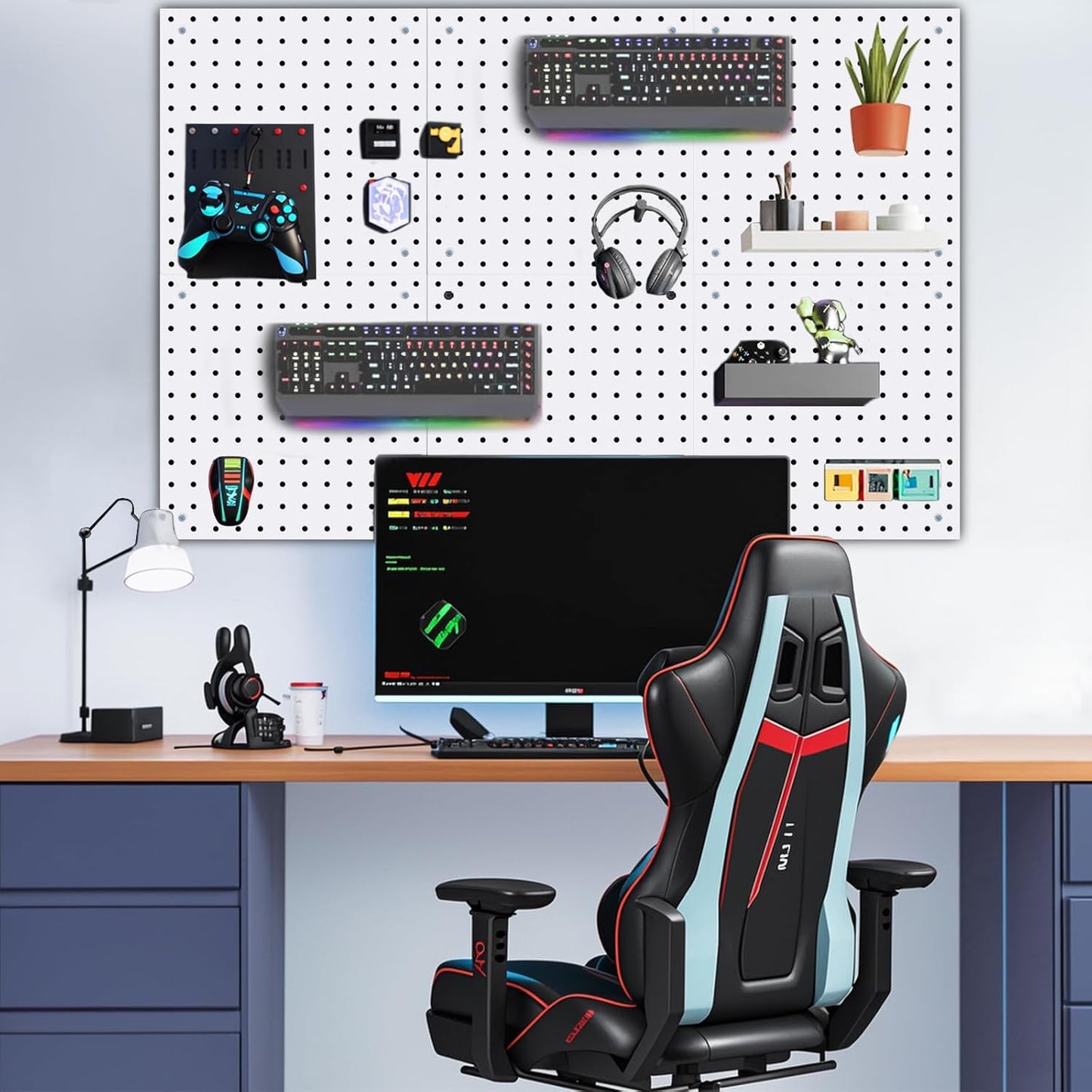 6 Pack Steel Peg Board,Universal 1/8 and 1/4 Pegboard Accessories,Ideal for Garage Tool Storage, Office Organization, Craft Room, Kitchen etc. (White, 6-12X12)