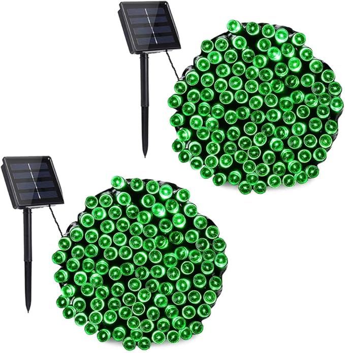 Toodour Solar Christmas Lights, 2 Packs Total 144ft 400 LED 8 Modes Solar String Lights, Waterproof Solar Outdoor Christmas Lights for Garden, Patio, Fence, Balcony, Christmas Tree Decor - Green