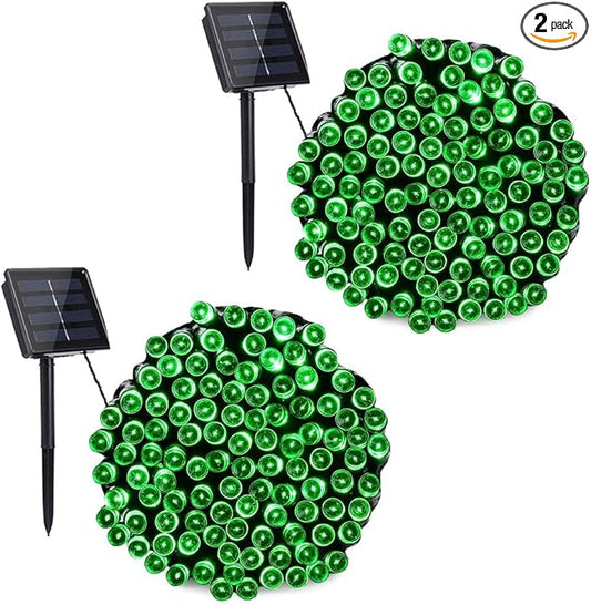Toodour Solar Christmas Lights, 2 Packs Total 144ft 400 LED 8 Modes Solar String Lights, Waterproof Solar Outdoor Christmas Lights for Garden, Patio, Fence, Balcony, Christmas Tree Decor - Green