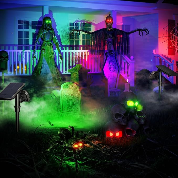 JSOT Spot Lights - Solar Lights Outdoor Solar Powered Spotlight Waterproof Green Light Landscape Lighting for Garden Yard Pathway