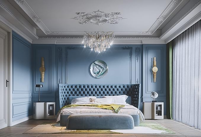 Dimoon 78.7''x17.7'' Blue Peel and Stick Wallpaper Contact Paper Modern Self Adhesive Wall Paper Removable Renter Friendly Textured Solid Color Shelf Cabinet Vinyl Roll (78.7''x17.7'',Blue Grey)