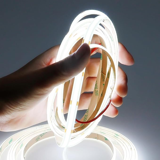 15M/49.2ft 24V COB LED Strip Light Waterproof IP65 Cool White 6000K Uniform Glow 5760LEDs CRI 93+ Flexible LED Tape Lights for DIY Cabinet Bedroom Kitchen Home Decor(No Power Supply)