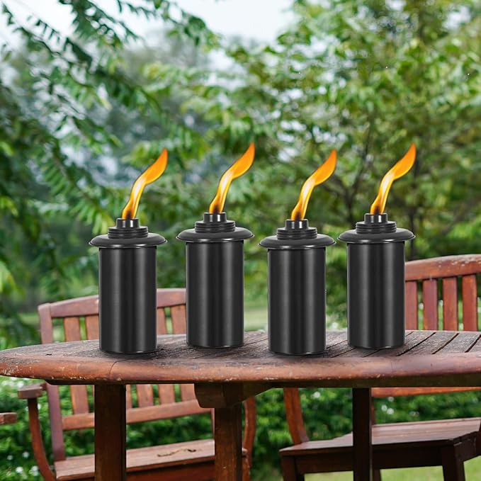 ZSZMFH 4 Pack Metal Torch for Outside, 16oz Outdoor Metal Torch Garden Décor,59-Inch Upgraded Citronella Torches with 3-Prong Grounded Stake, Table Top Torches for Party Patio Pathway