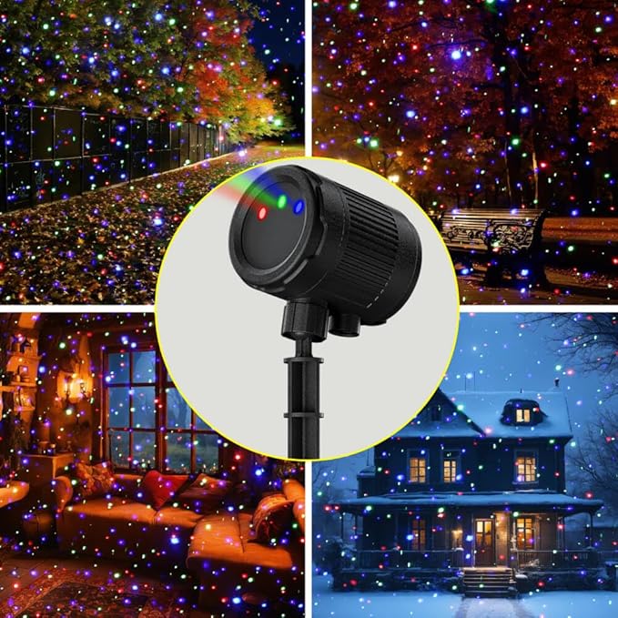 Christmas Projector Lights Outdoor, 3 Color Laser Starry Light Show with RF Remote Control for House Patio Garden Outside Holiday Decoration Indoor Wedding Party Holiday Xmas Gift - Black