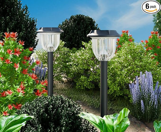 AOSEA Solar Outdoor Lights, IP 65 Waterproof Solar Powered Driveway Lights, Auto On/Off Path Landscape Lighting for Yard, Patio, Landscape, Pathway, Warm White(2 Pack)
