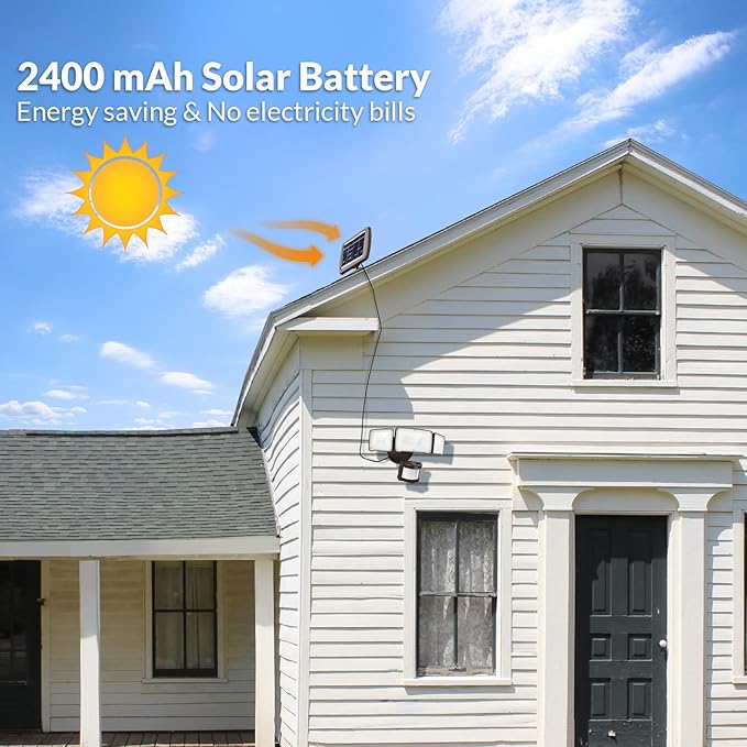 LEPOWER 1600LM LED Solar Security Lights Motion Outdoor, 5500K White Light, IP65 Waterproof Outdoor Flood Solar Light for Yard, Garage（Brown）