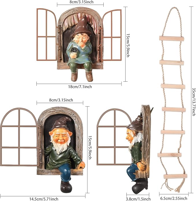 Thyle 4 Pieces Elf Out The Door Tree Hugger Garden Statue Gnome Resin Gnome Figurine Hanging Inappropriate Garden Gnomes Tree Gnome Decoration Tree Faces Decor Outdoor for Patio Lawn Ornament