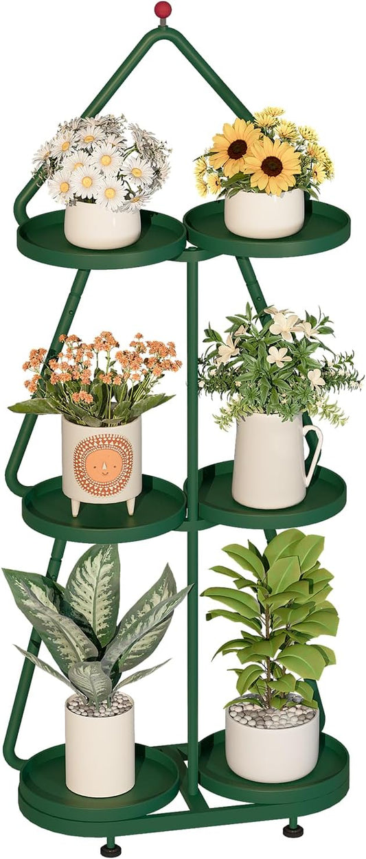 Bamworld Tree Plant Stand Indoor, 3 Tier Flower Pot Stands for Multiple Plants, Heavy Duty Metal Plant Shelf for Patio Garden Balcony Living Room Bedroom