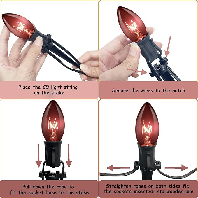 19.5Ft Halloween Pathway Lights, 10 Pack C9 Orange & Black Bulbs, Connectable, UL Listed, Outdoor Garden Yard Driveway Lawn Decor