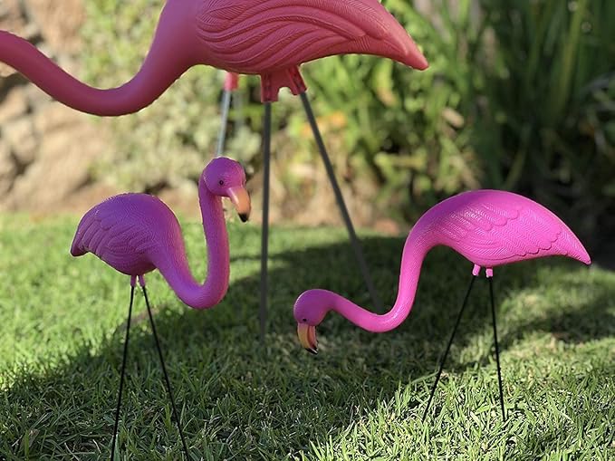 GiftExpress Pink Flamingos Yard Decorations - 6 Pack Small 14" Tall Plastic Flamingo Statue w/Metal Stakes - Flamingo Lawn Ornaments & Garden Decor for Outdoor Parties