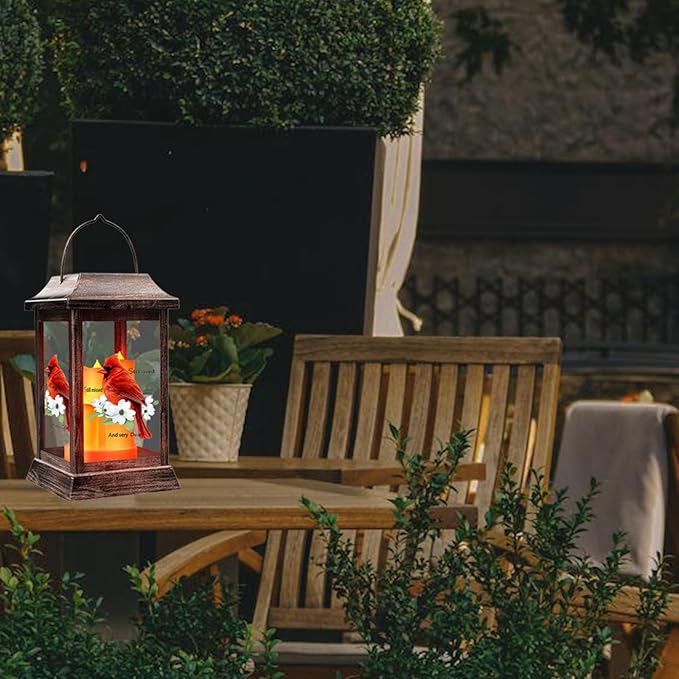 Walk Beside Us Memorial Lantern with Flickering LED Candle, Solar Powered Flameless Lantern, Bereavement Gift Sympathy Gift for Loss of Mom/Dad/Loved One, 2 Pack