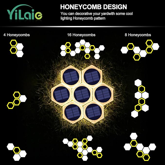 YiLaie Solar Deck Lights Outdoor Auto On/Off, Post Dock Lights Solar Powered Warm White Solar Driveway Lights Markers Waterproof(4 Pack)