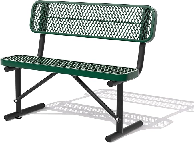 4/6/8 Feet Park Bench for Outside Heavy Duty Metal, Garden Benches Outdoor Bench with Backrest & Portable Frame, for Shopping Malls Stores Parks Patios Decks, Green