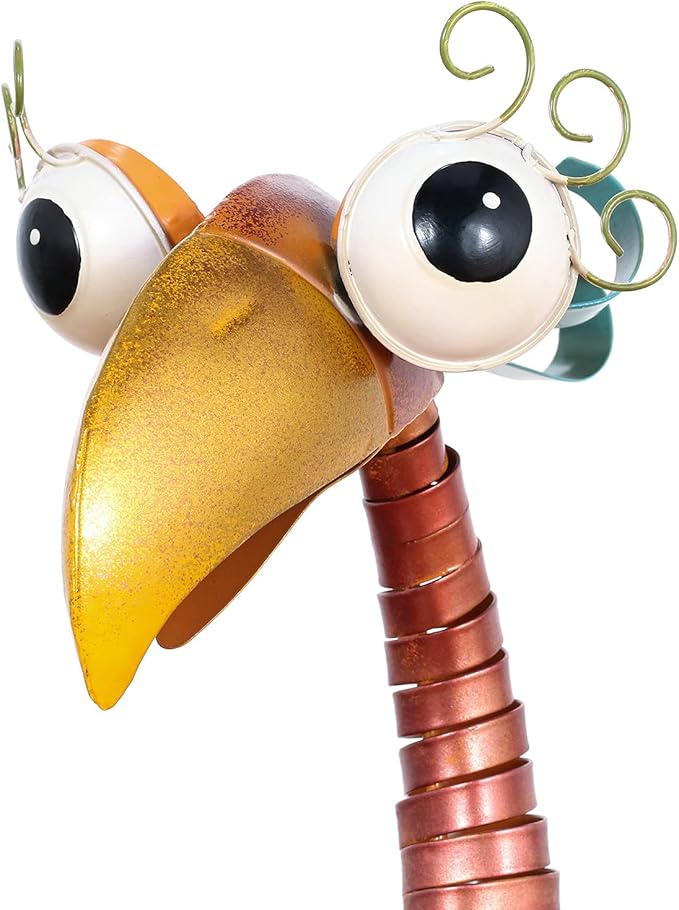 Tooarts Metal Garden Bird Statue Standing Animal Backyard Ornaments Outdoor Sculpture for Lawn Patio Art Decoration