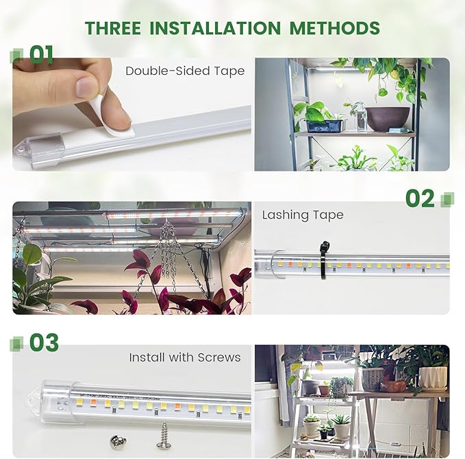 LED Plant Grow Light Strip, 36W 360 LEDs Grow Lights for Indoor Plants Full Spectrum with 6/12/16H Timer, 660nm/3000K/6000K Sunlike Grow Lamp for Seeds Starting Hydroponics Succulents