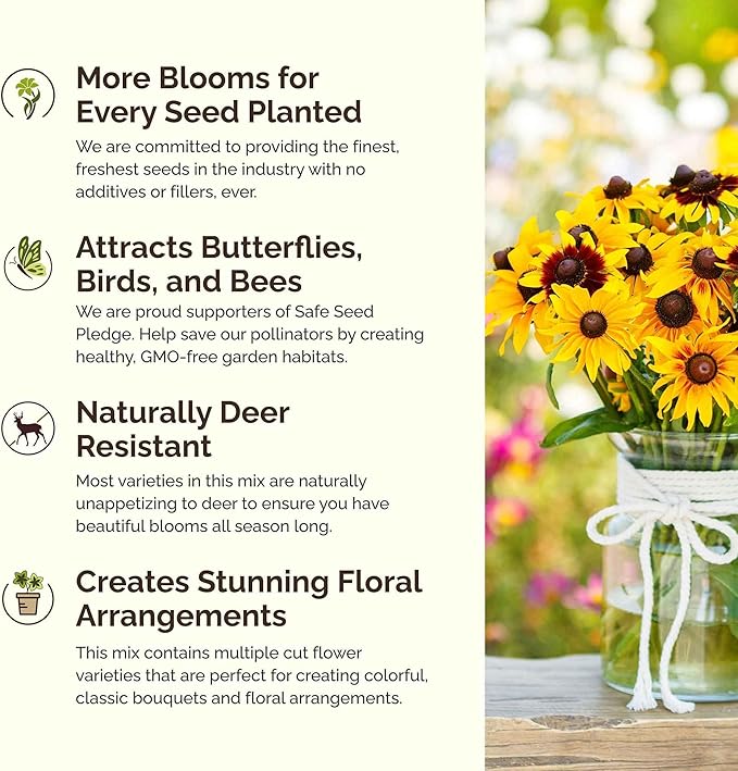 Eden Brothers All Perennial Wildflower Mixed Seeds for Planting, 5 lb, 2,400,000+ Seeds with Lupine, Shasta Daisy| Attracts Pollinators, Plant in Spring or Fall, Zones 3, 4, 5, 6, 7, 8, 9, 10