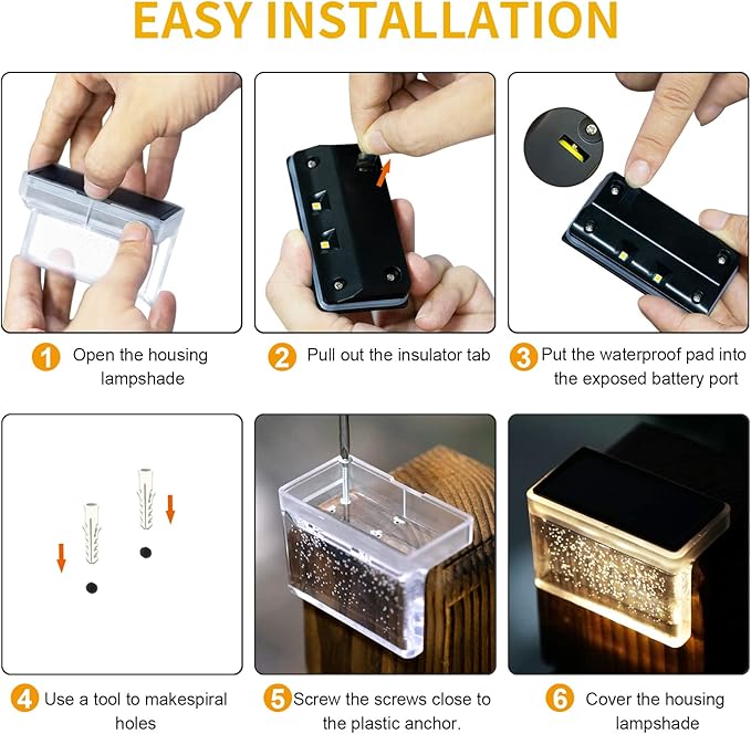 Solar Deck Lights Outdoor 10Pack LED Step Fence Patio Wall Lights Garden Pathway Decoration Lighting (Warm White)