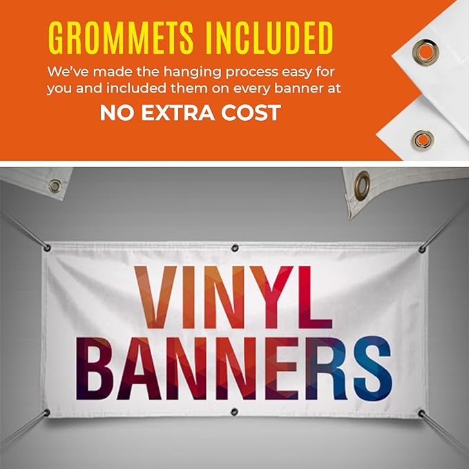 Personalized Passion Vinyl Banner 4' x 25' - Customized Banner for Business, Graduation, Birthday Parties, Indoor Outdoor Use - Full Color 13oz Vinyl Custom Signs with HD Printed Text, Photos and More