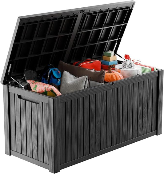 180 Gallon Outdoor Storage Box – Waterproof Deck Box for Garden & Patio,Black