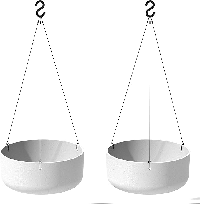 Veradek Mason Series Hanging Kona Planter - Round Planter for Outdoor Balcony/Patio | Made from Plastic-Stone Composite with Hanging Attachment | Modern Décor for, Flowers, Succulents, Small Plants