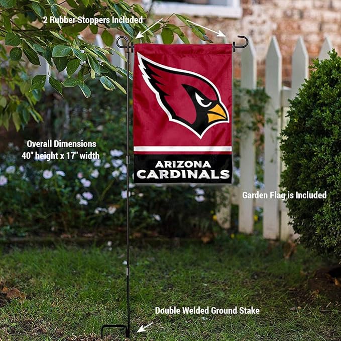 WinCraft Arizona Cardinals Garden Flag with Stand Holder