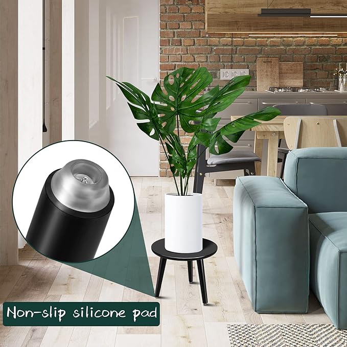 Uneedem Indoor Plant Stand, Modern Plant Table 8.9" Tall Wood Mid Century Flower Holder Small Round Side End Table