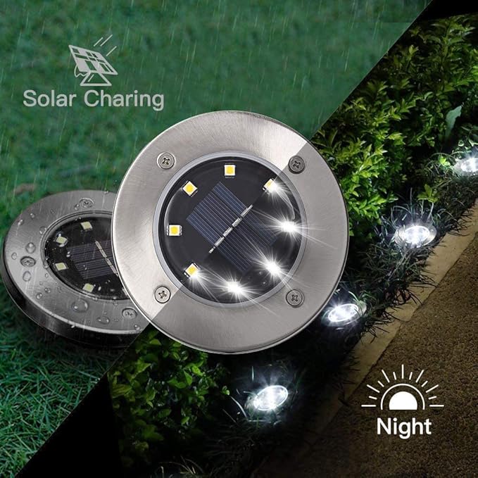 ZGWJ Solar Ground Lights, 12 Packs 8 LED Solar Garden Lamp Waterproof In-Ground Outdoor Landscape Lighting for Patio Pathway Lawn Yard Deck Driveway Walkway White