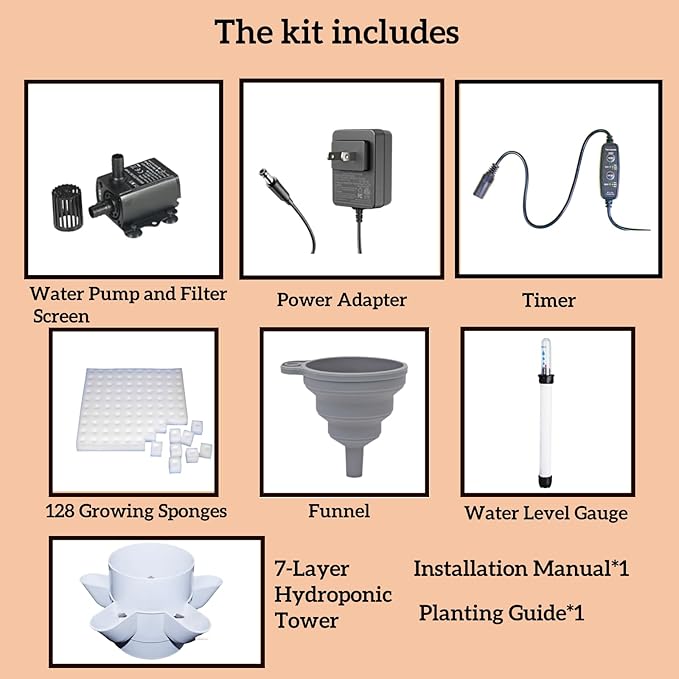 Hydroponic Growing System Kit – Indoor Vertical Hydroponic Garden Tower, 35 Planting Pods，Indoor Herb Garden,Lettuce Vegetables Hydroponic Growing Kit