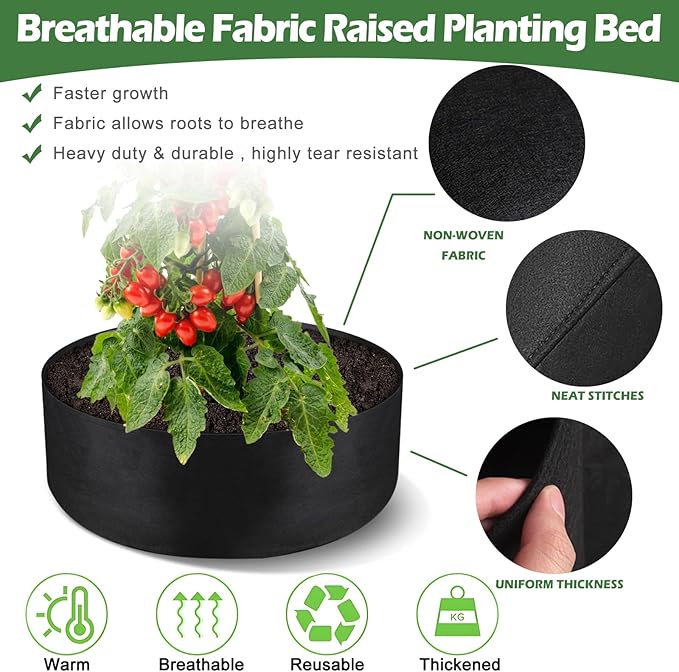 LBTING 4Pcs 30 Gallon Plant Grow Bags, Fabric Raised Planting Bed Heavy Duty Non-Woven Fabric Planter Pots for Garden Vegetables Flowers