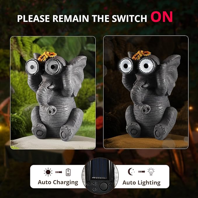Outdoor Solar Garden Statues, Funny Garden Decor Statue - Resin Animal Statues Decor with Binoculars, Outdoor Solar Statues for Patio Decor, Unique Garden Gifts for Women.