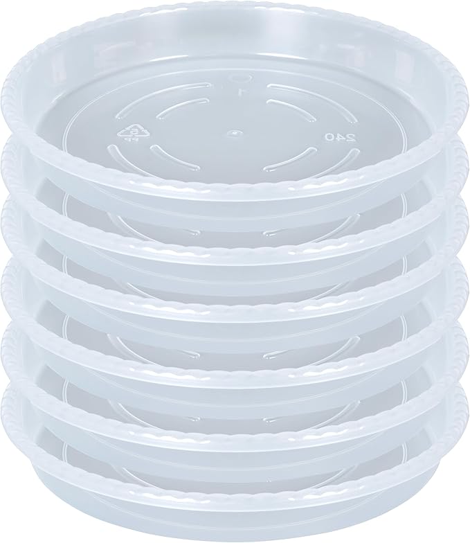 Plant Saucer 6 Pack of 12 inch, Clear Plastic Flower Plant Pot Saucer, Heavy Duty Plant Drip Trays Saucers for Indoor, Plant Water Tray for Planters