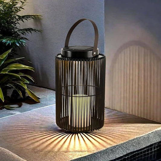 Solar Lanterns for Outdoor Waterproof, ZBLUXBZ Outdoor Table Lamp for Outside Hanging Solar Lights, LED Garden Cordless Lights Perfect for Patio and Pathway Lighting (11-inch Height, Black)